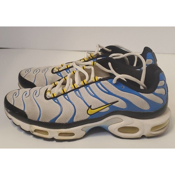 Nike Men's 11 Air Max Plus Tn Paradise White Yellow Blue Sneakers 604133-133 - Picture 3 of 7